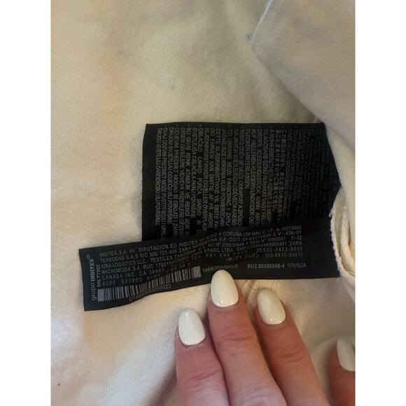 ZARA Man White Denim Jacket Sz S Barcode Abstract Art Print Graphic Streetwear - Picture 9 of 9